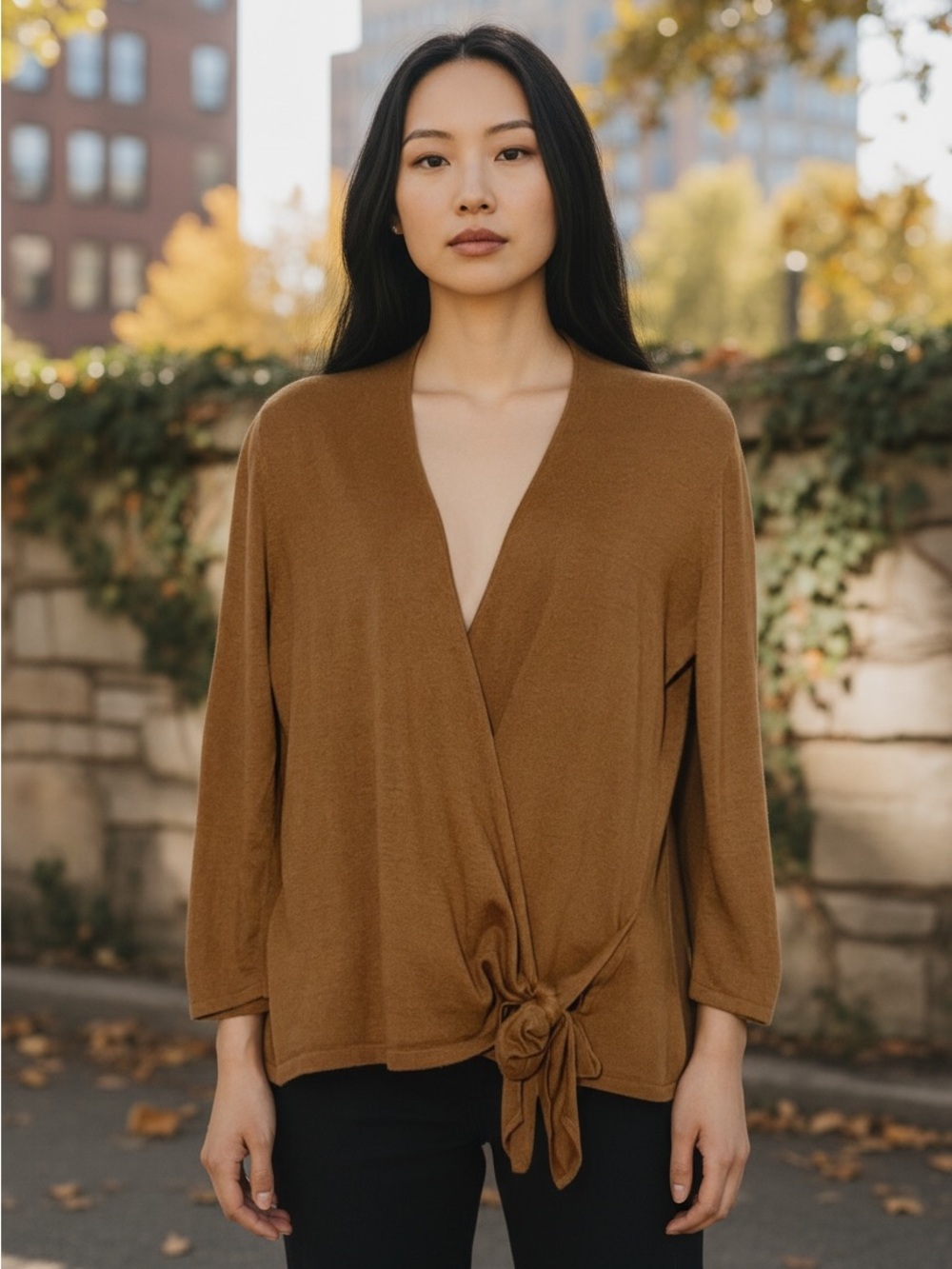 Ann Taylor Tan Wrap Sweater Cardigan • 3/4 Sleeve • Women’s M